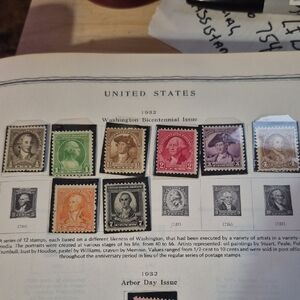 Vintage 1932 Washington Bicentennial Stamp Collection Page